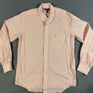 HEYBO Plaid Button Down Shirt Men's Medium Long Sleeve Blue Orange White Classic